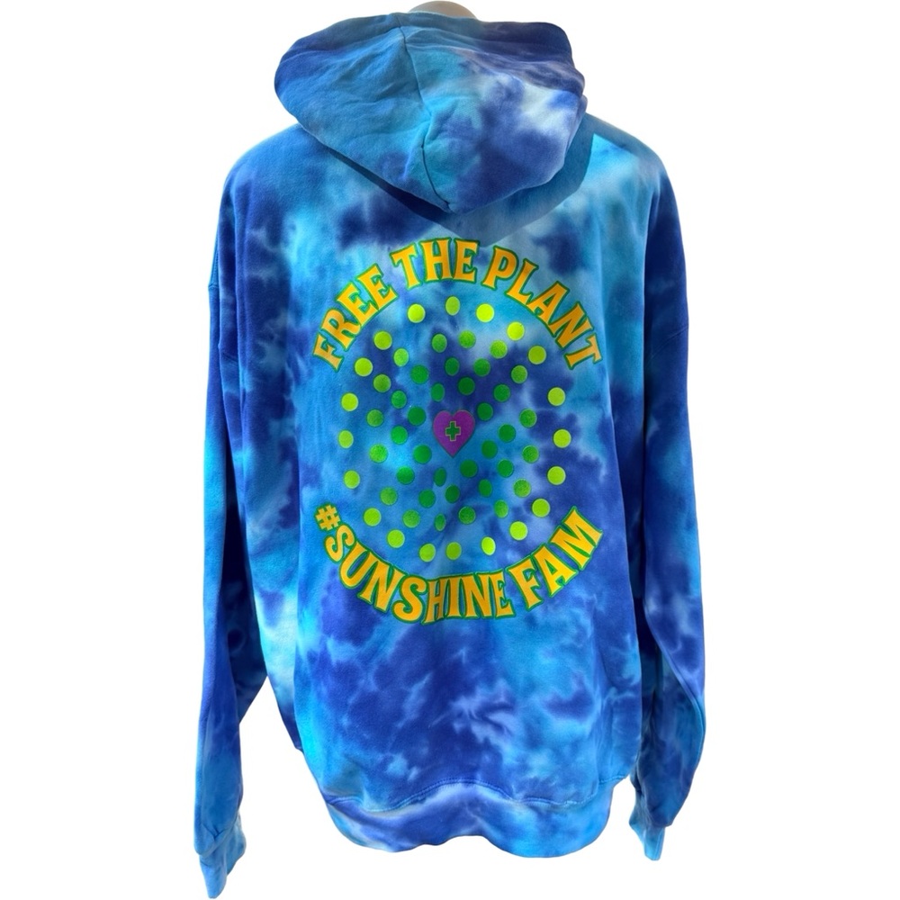 Sunshine Cannabis Blue Tie-Dye Hoodie 2XL UNISEX - Picture 3 of 8
